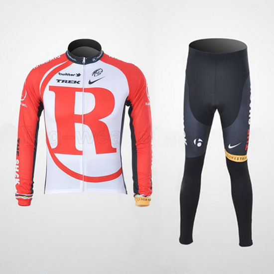 2011 Maillot Radioshack Tirantes Mangas Largas Blanco Y Rojo